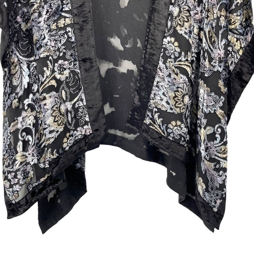 J. Jill burnt velvet floral paisley boxy duster kimono cover up One Size boho - Picture 4 of 7